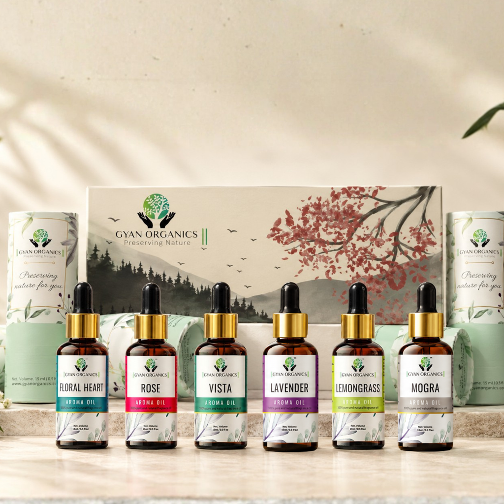 Aroma Diffuser Oil Combo Set Lavender | Lemongrass | Mogra | Vista | Floral Heart | Rose oil |  Aroma Oil Fragrance for Home Room Office & Washrooms (6 x 15 ml)